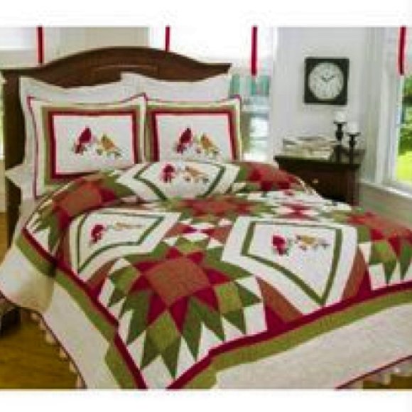 SOLDCracker Barrel Vtg Cardinal Redwood King Quilt 2 Standard Shams NWT RARE-HTF - Picture 2 of 11